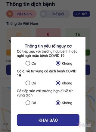 Hướng dẫn khai b&aacute;o y tế tự nguyện tr&ecirc;n điện thoại