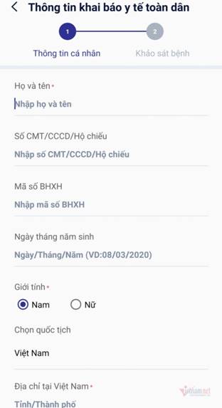 Hướng dẫn khai b&aacute;o y tế tự nguyện tr&ecirc;n điện thoại