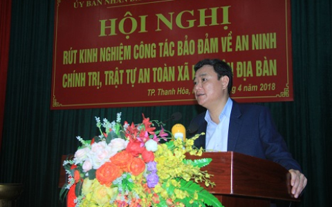 UBND TP Thanh Hóa tổ chức Hội nghị rút kinh nghiệm trong xử lý các tình huống về tình hình an ninh chính trị, trật tự an toàn xã hội trên địa bàn      